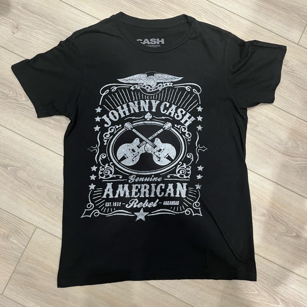 Black Johnny Cash American Rebel Band Tee - Mens Medium